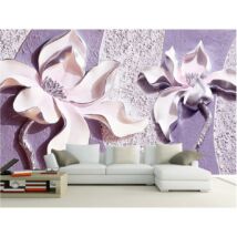 3D fehér virág lila falon